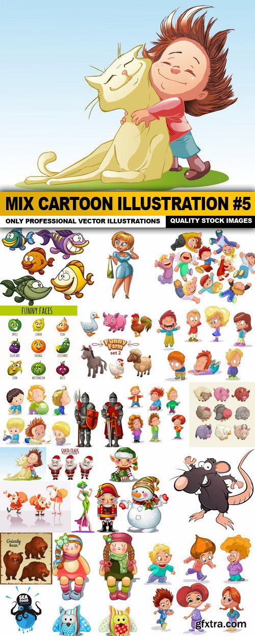 Mix cartoon Illustration #5- 20 Vector