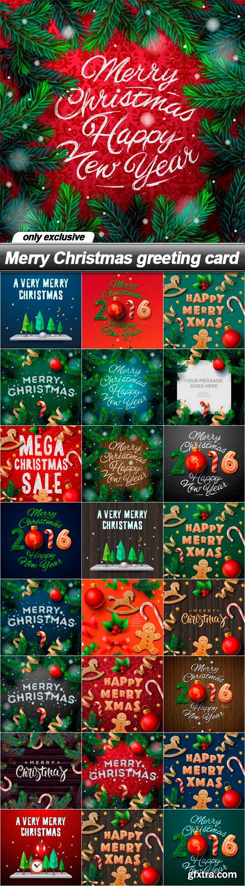 Merry Christmas greeting card - 25 EPS