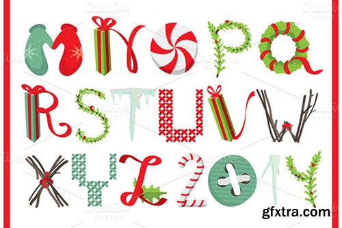 Creativemarket Merry Christmas Latin alphabet