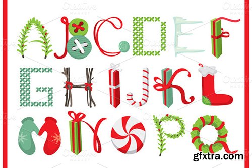 Creativemarket Merry Christmas Latin alphabet