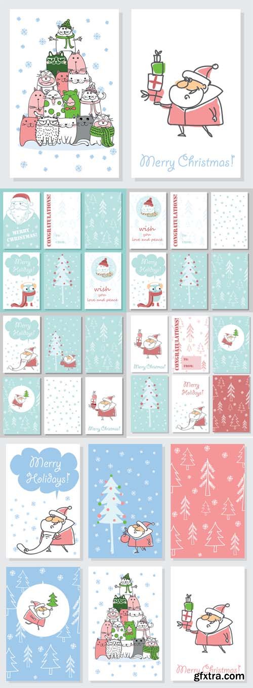 Christmas Card Templates Vector Set