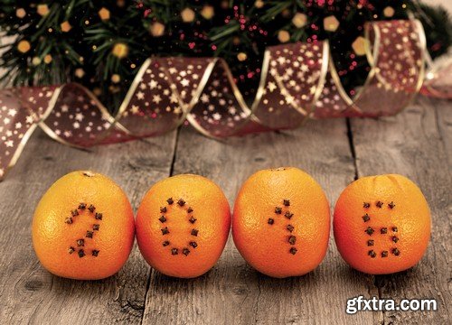 Christmas composition with fruit