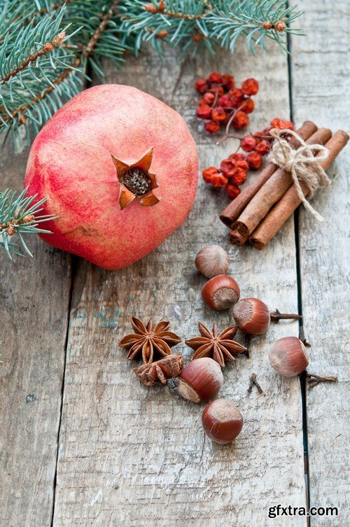 Christmas composition with fruit