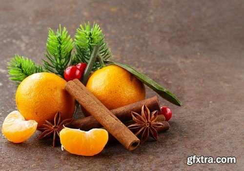 Christmas composition with fruit