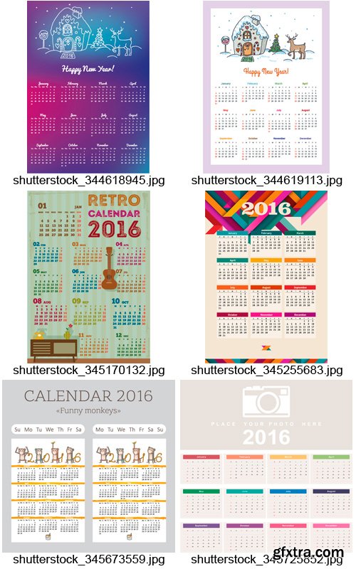 Amazing SS - 2016 Calendar Templates 3, 25xEPS