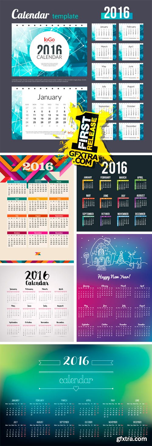 Amazing SS - 2016 Calendar Templates 3, 25xEPS