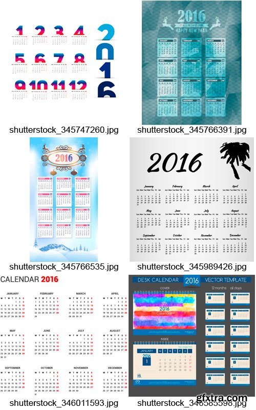 Amazing SS - 2016 Calendar Templates 3, 25xEPS