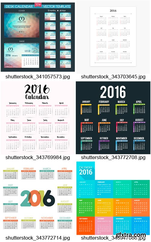 Amazing SS - 2016 Calendar Templates 3, 25xEPS