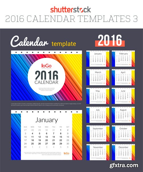 Amazing SS - 2016 Calendar Templates 3, 25xEPS