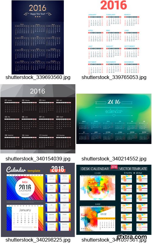 Amazing SS - 2016 Calendar Templates 3, 25xEPS