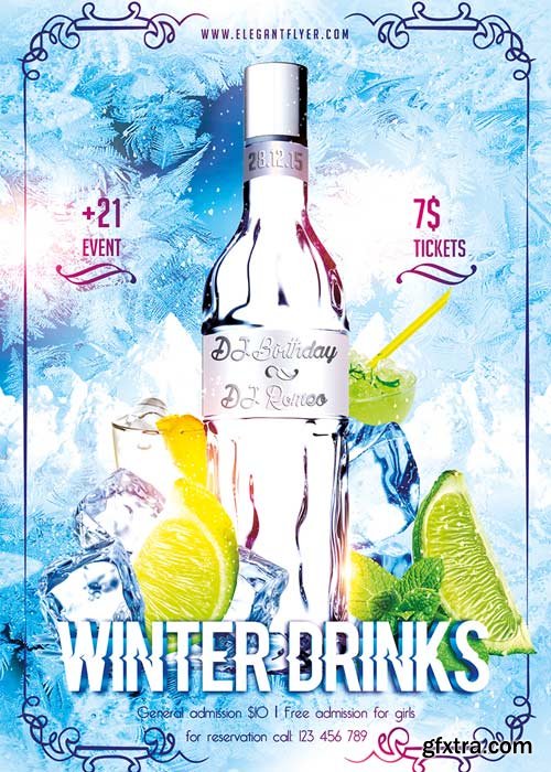 Winter Drinks Flyer PSD Template + Facebook Cover