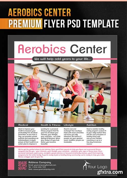 Aerobics Center Flyer PSD Template + Facebook Cover