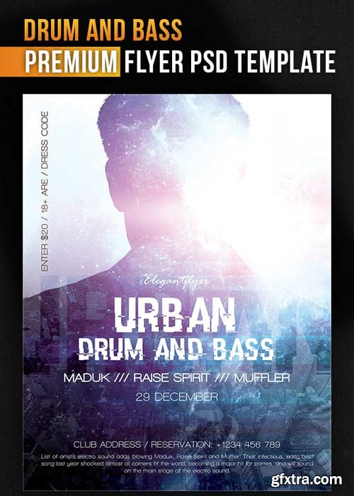 Drum And Bass Flyer PSD Template + Facebook Cover