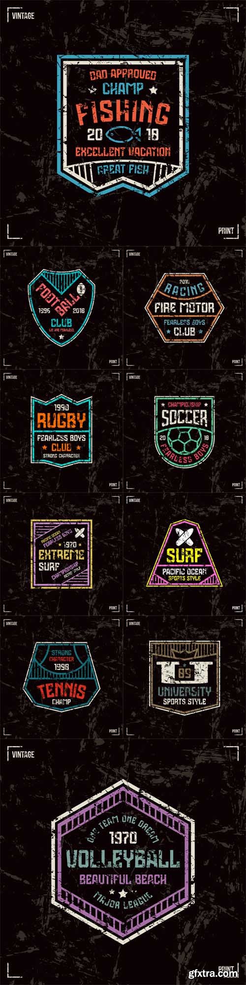 10 Sport Club Bages Vector Set