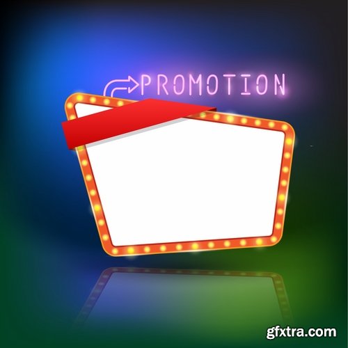 Collection of vector picture neon sign advertising sticker poster banner flyer 25 EPS