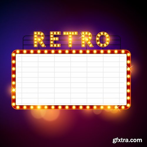 Collection of vector picture neon sign advertising sticker poster banner flyer 25 EPS