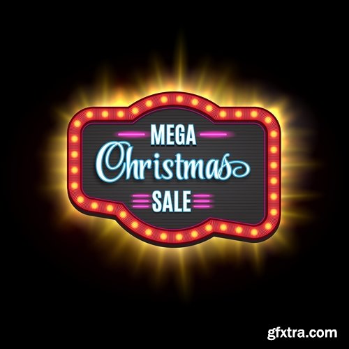 Collection of vector picture neon sign advertising sticker poster banner flyer 25 EPS