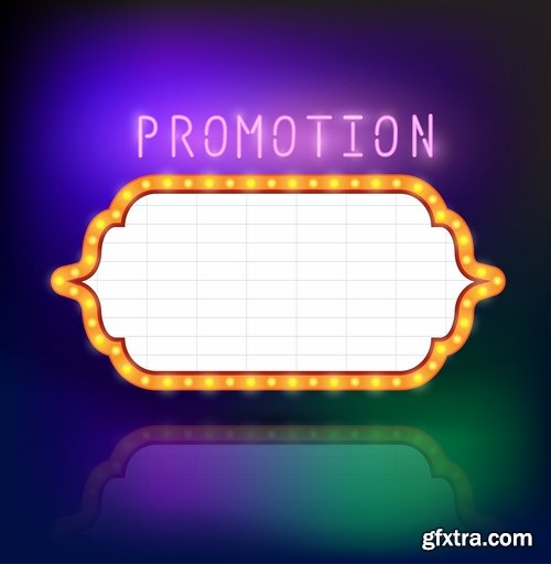 Collection of vector picture neon sign advertising sticker poster banner flyer 25 EPS