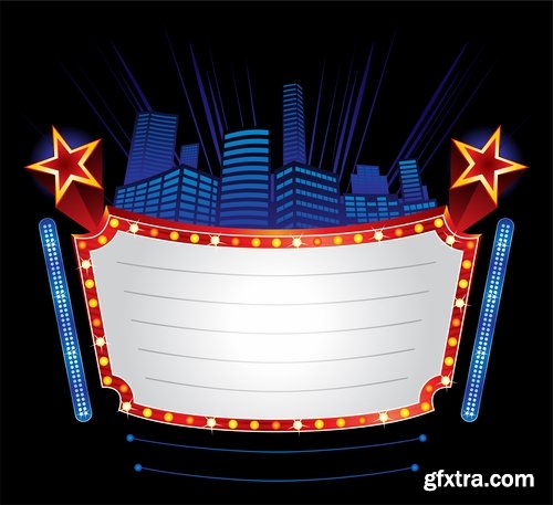 Collection of vector picture neon sign advertising sticker poster banner flyer 25 EPS