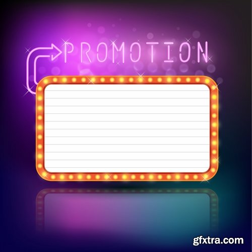 Collection of vector picture neon sign advertising sticker poster banner flyer 25 EPS