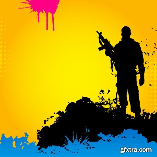 Collection of vector drawing a picture for T-shirts Skull War 2-25 EPS