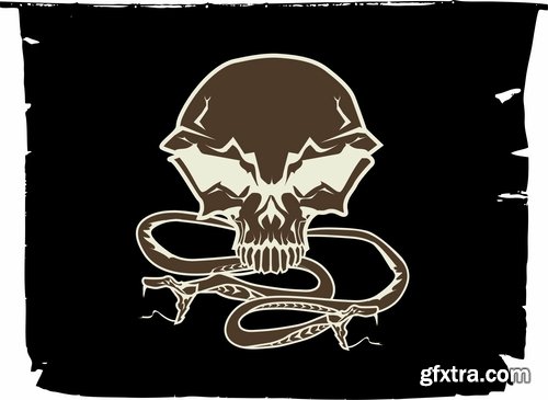 Collection of vector drawing a picture for T-shirts Skull War 2-25 EPS