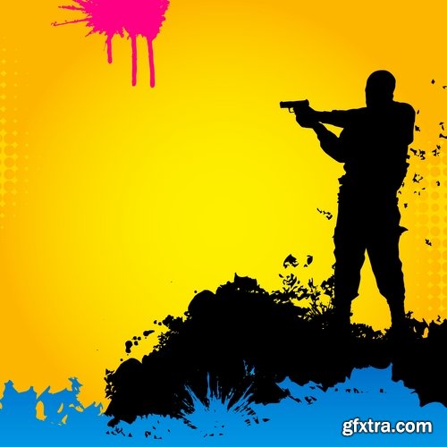 Collection of vector drawing a picture for T-shirts Skull War 2-25 EPS