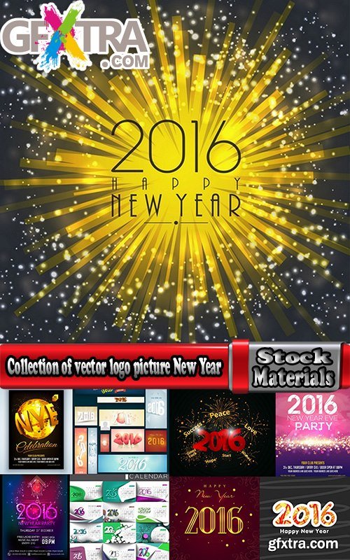 Collection of vector logo picture New Year Christmas 2016 poster banner flyer 25 EPS