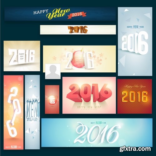 Collection of vector logo picture New Year Christmas 2016 poster banner flyer 25 EPS