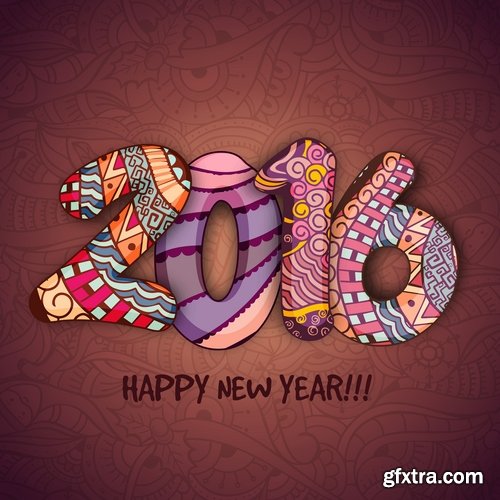 Collection of vector logo picture New Year Christmas 2016 poster banner flyer 25 EPS