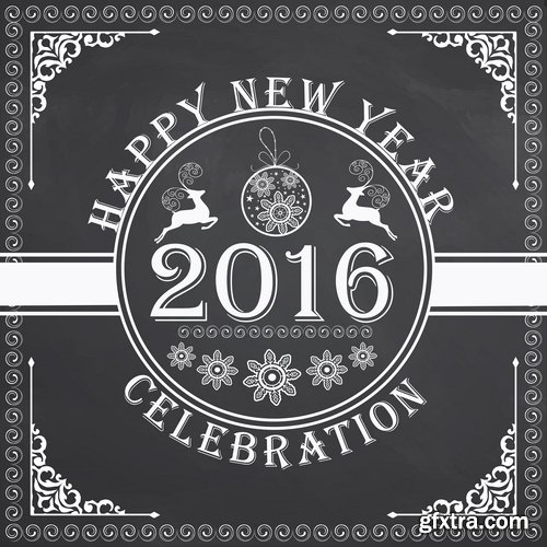 Collection of vector logo picture New Year Christmas 2016 poster banner flyer 25 EPS