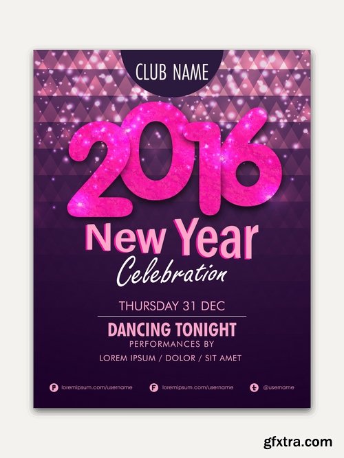 Collection of vector logo picture New Year Christmas 2016 poster banner flyer 25 EPS