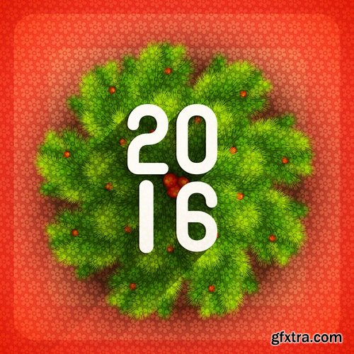 Collection of vector logo picture New Year Christmas 2016 poster banner flyer 25 EPS