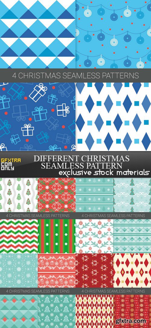Different Christmas Seamless Pattern #2 - 5 EPS