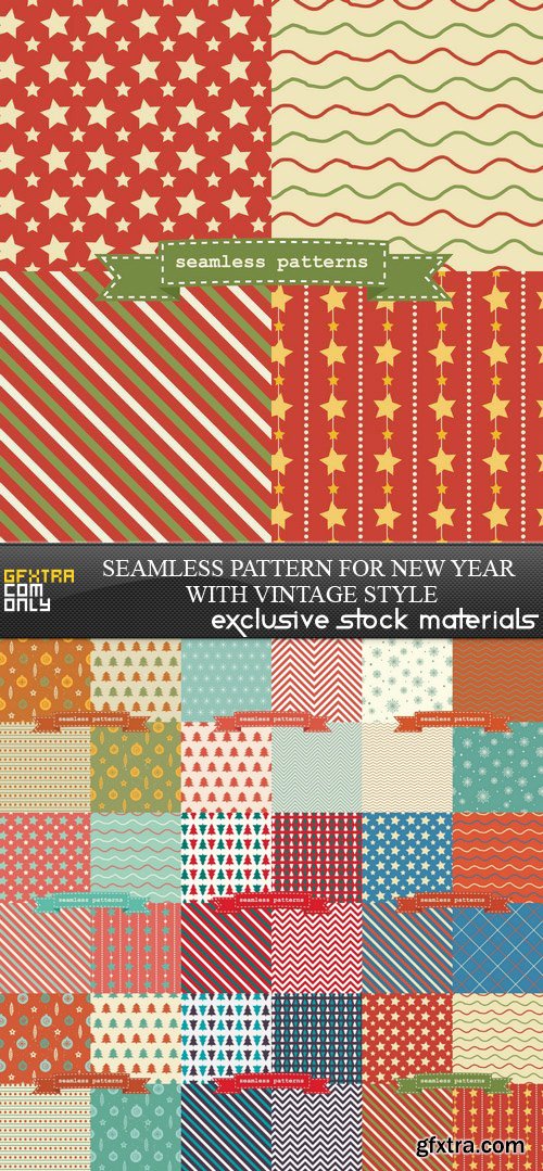 Seamless Pattern for New Year with Vintage Style - 9 EPS