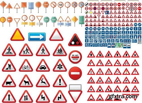 Warning Road Sign - 15xEPS