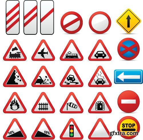 Warning Road Sign - 15xEPS