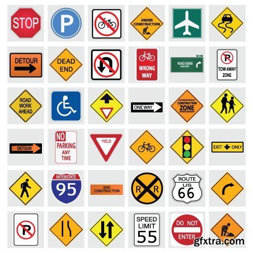 Warning Road Sign - 15xEPS