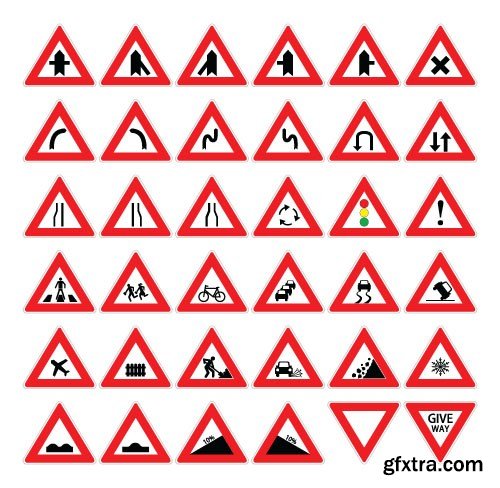 Warning Road Sign - 15xEPS