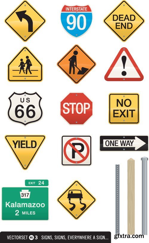 Warning Road Sign - 15xEPS