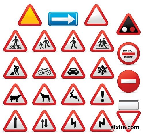 Warning Road Sign - 15xEPS