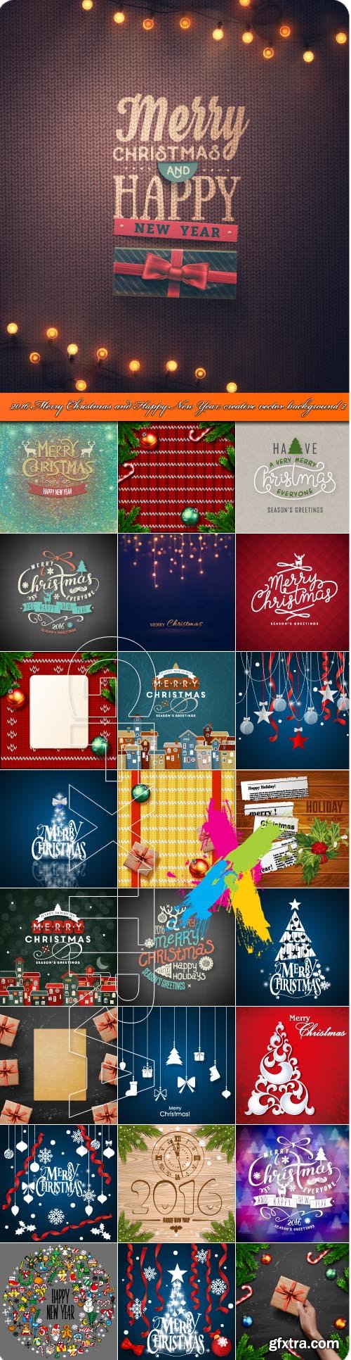 2016 Merry Christmas and Happy New Year creative vector background 2