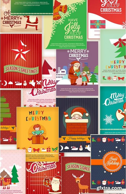 450 Premium Retro Christmas & New Year Vector Illustrations