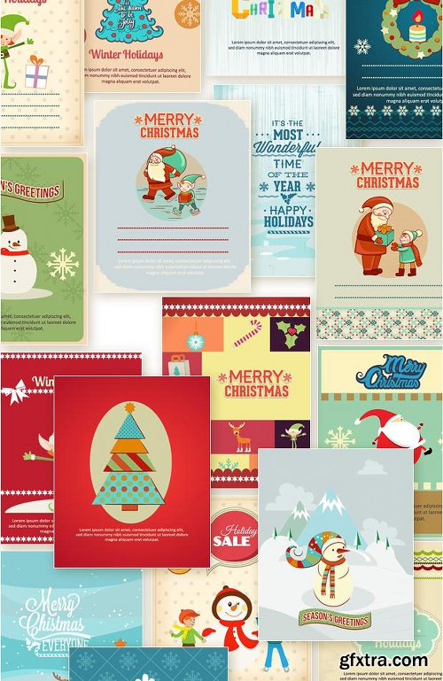 450 Premium Retro Christmas & New Year Vector Illustrations