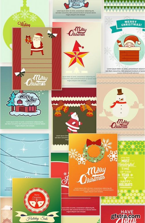 450 Premium Retro Christmas & New Year Vector Illustrations