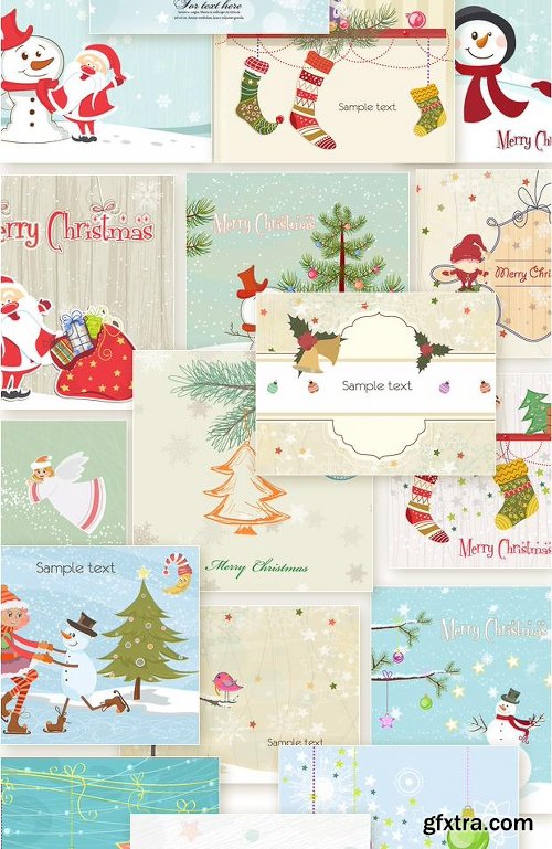 450 Premium Retro Christmas & New Year Vector Illustrations