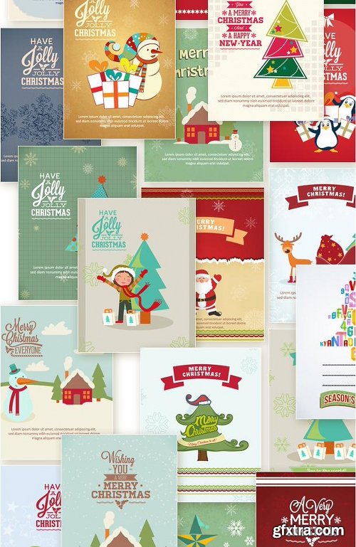 450 Premium Retro Christmas & New Year Vector Illustrations