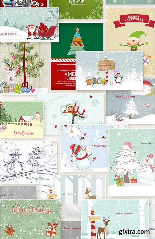 450 Premium Retro Christmas & New Year Vector Illustrations