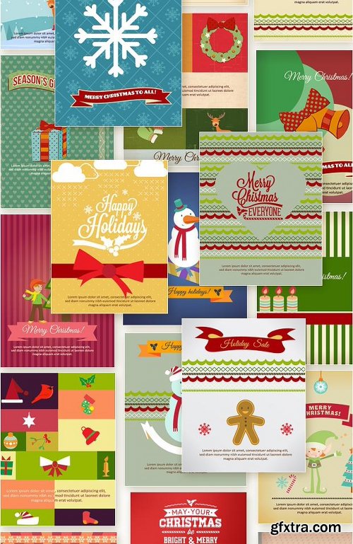 450 Premium Retro Christmas & New Year Vector Illustrations