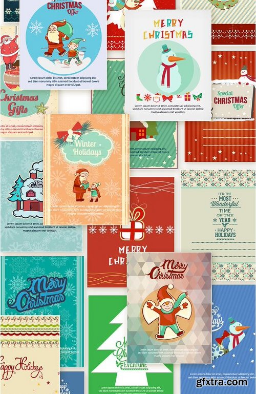 450 Premium Retro Christmas & New Year Vector Illustrations